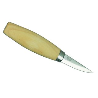 Morakniv Kerbschnitzmesser, nicht-rostfreier High Carbon Stahl,, 3-lagig, gelter Birkenholzgriff, Kunststoff-Scheide